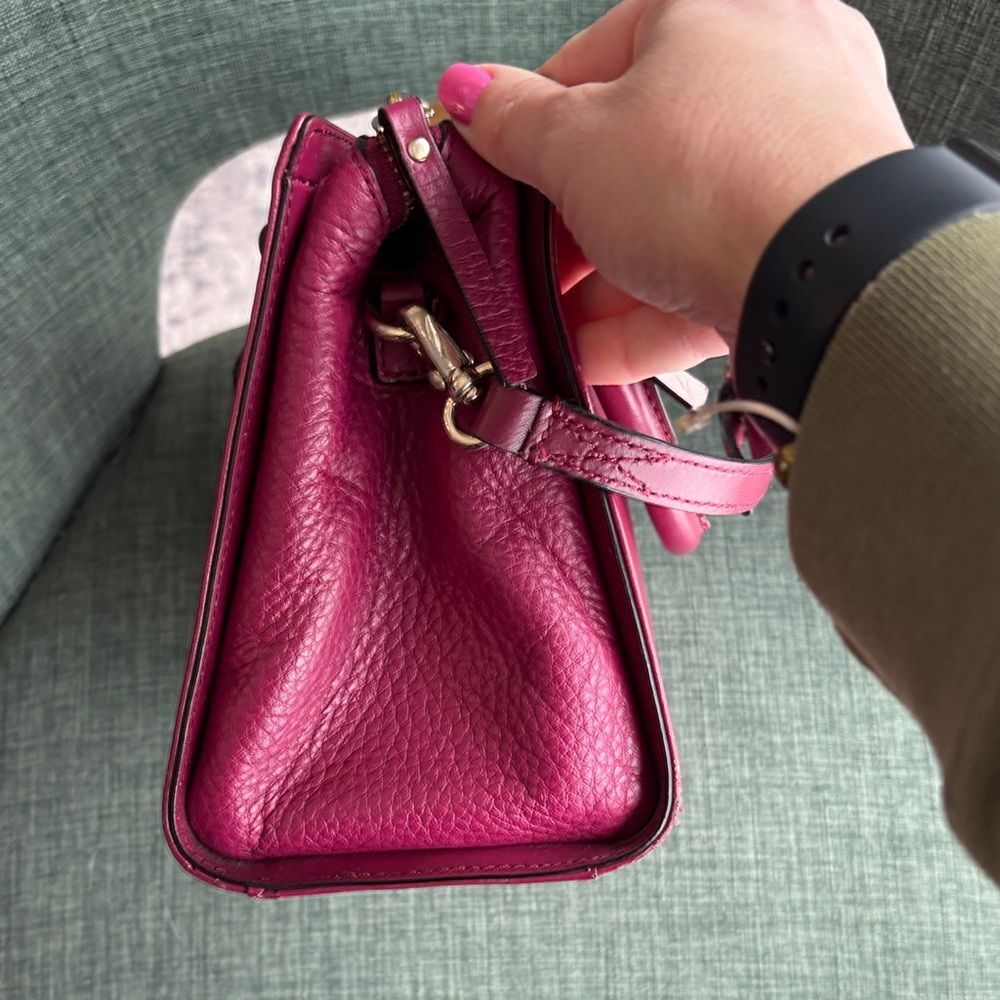 Kate Spade leather handle bag Fuchsia Pink Satchel crossbody purse EUC feminine - Picture 9 of 16